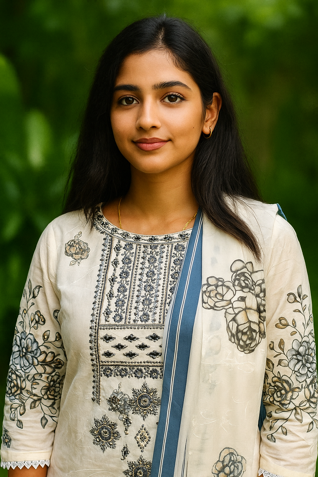 S1134 Blended Cotton Kurthi with Pant and Dupatta