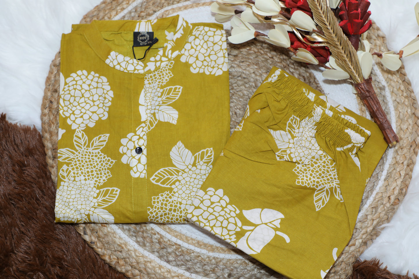 S1144 Mustard Cotton Kurthi with Palazzo Pant