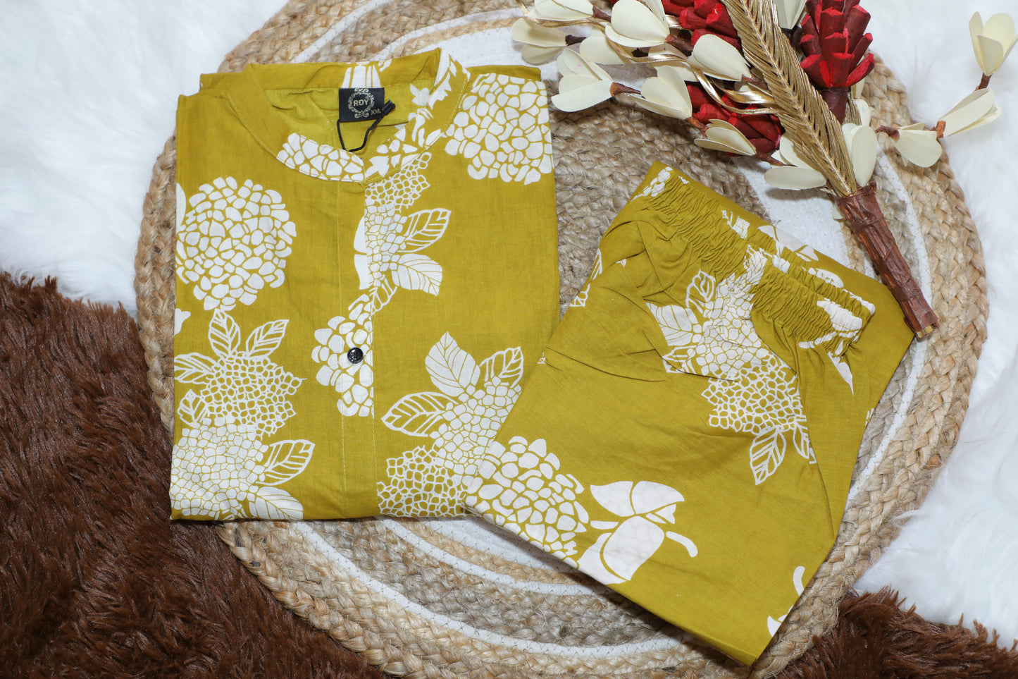 S1144 Mustard Cotton Kurthi with Palazzo Pant