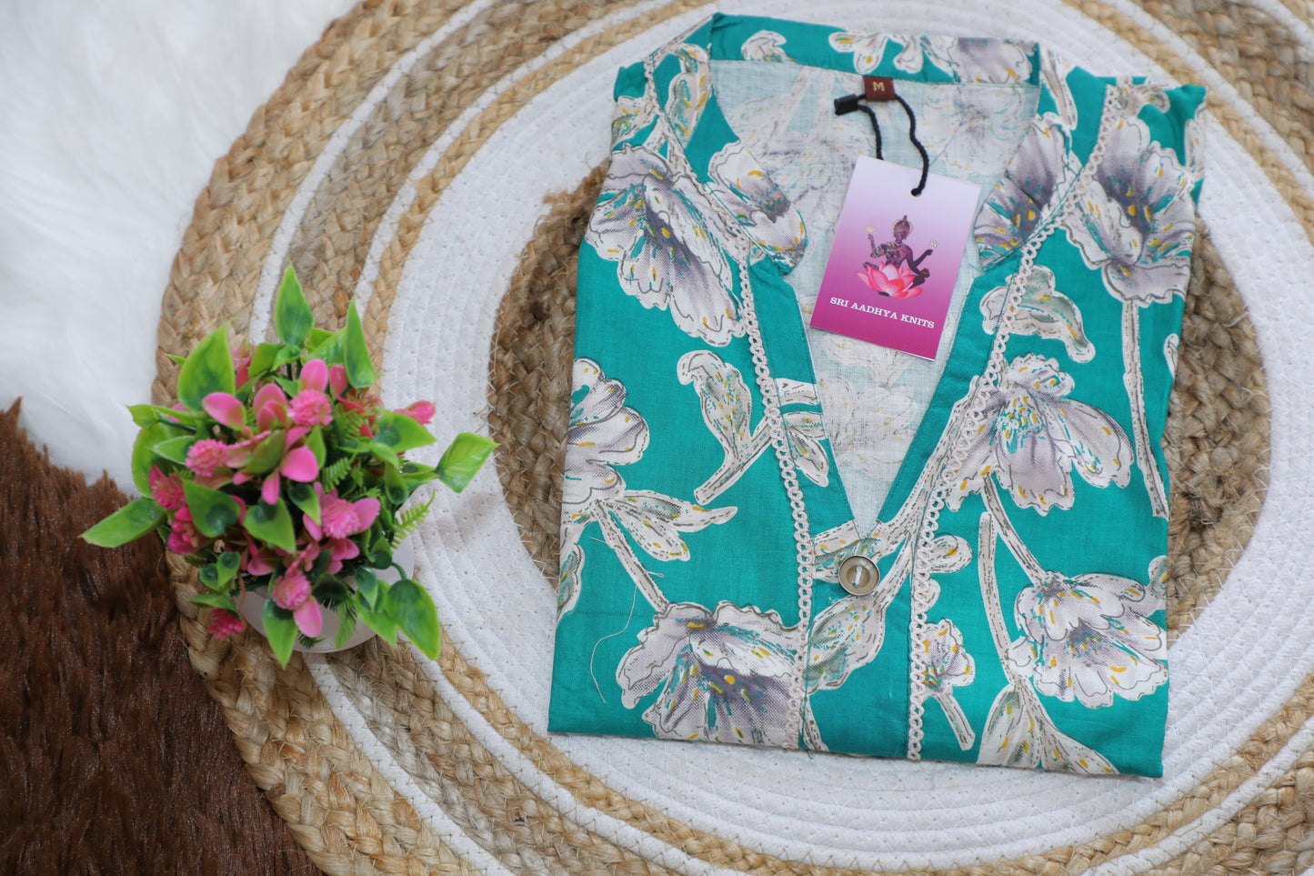 S1119 - V Neck Kurthi with Pant and Dupatta