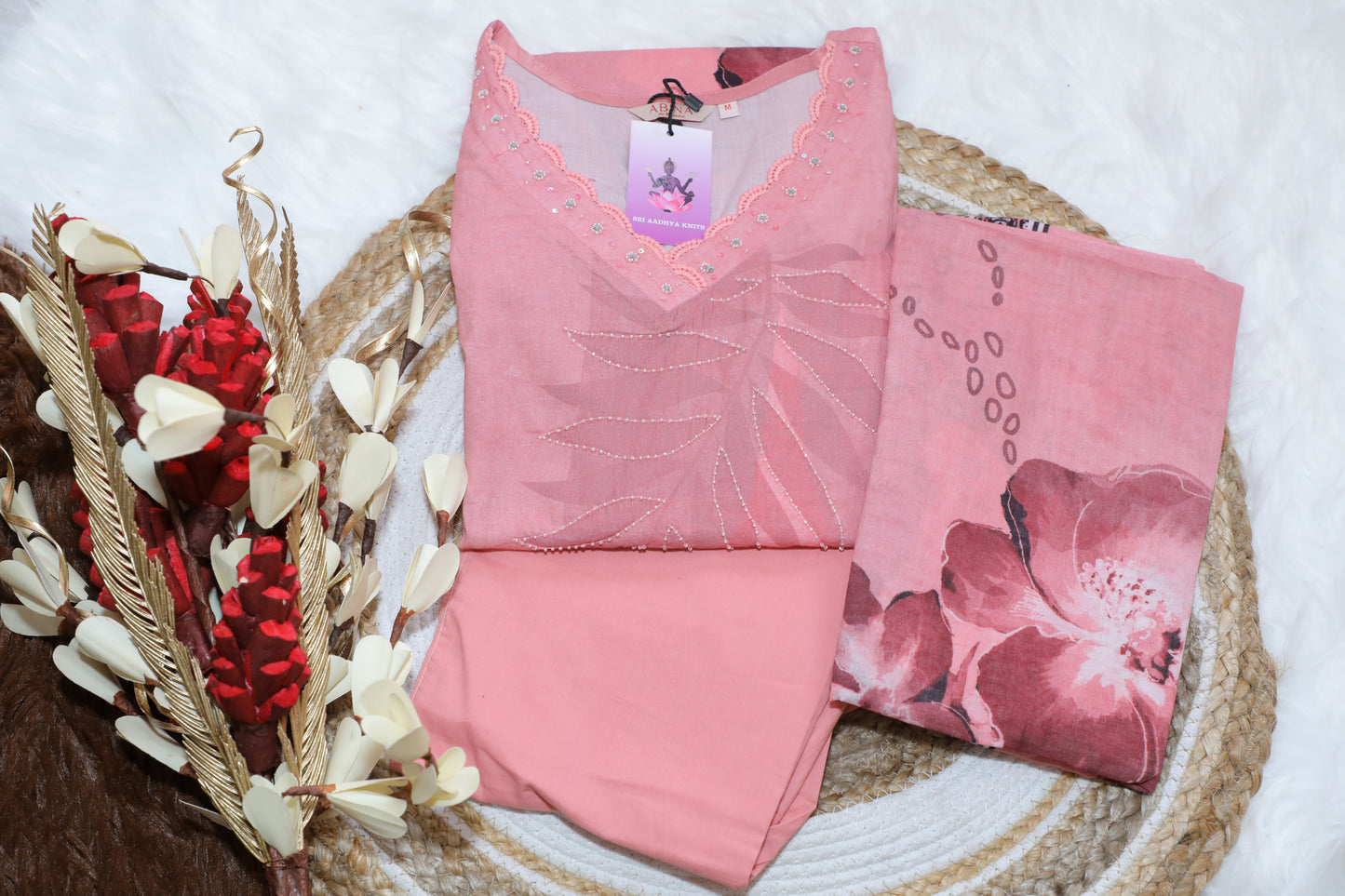 S1140 Hand Embroidered Kurthi With Pant and Dupatta