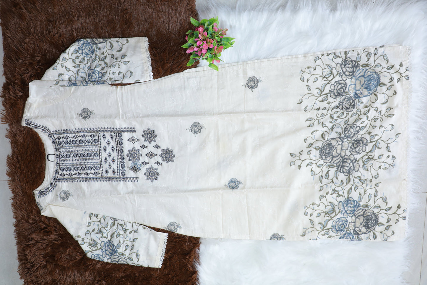 S1134 Blended Cotton Kurthi with Pant and Dupatta