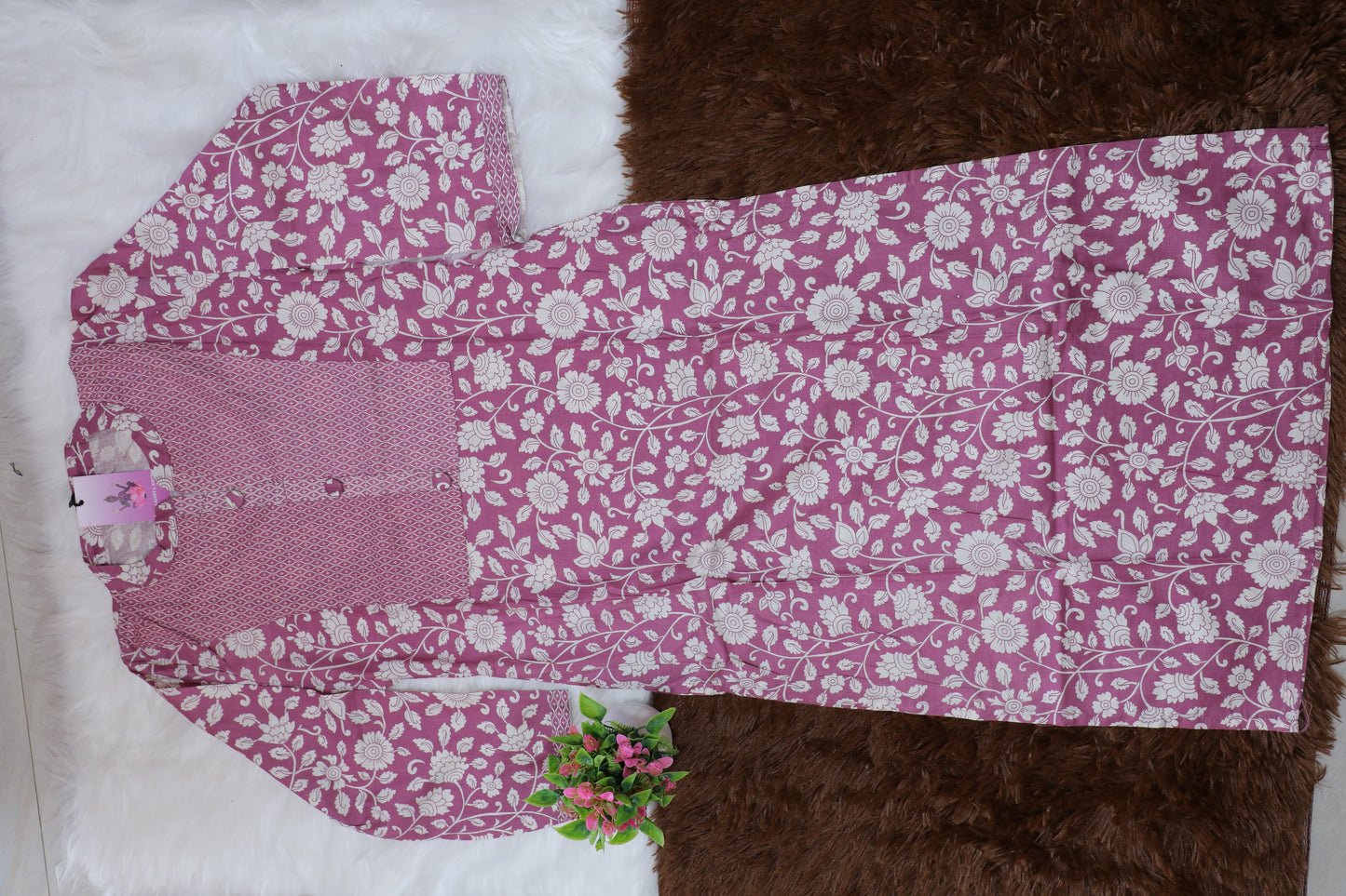S1126 Chinese collared Kurthi with Pant and Dupatta