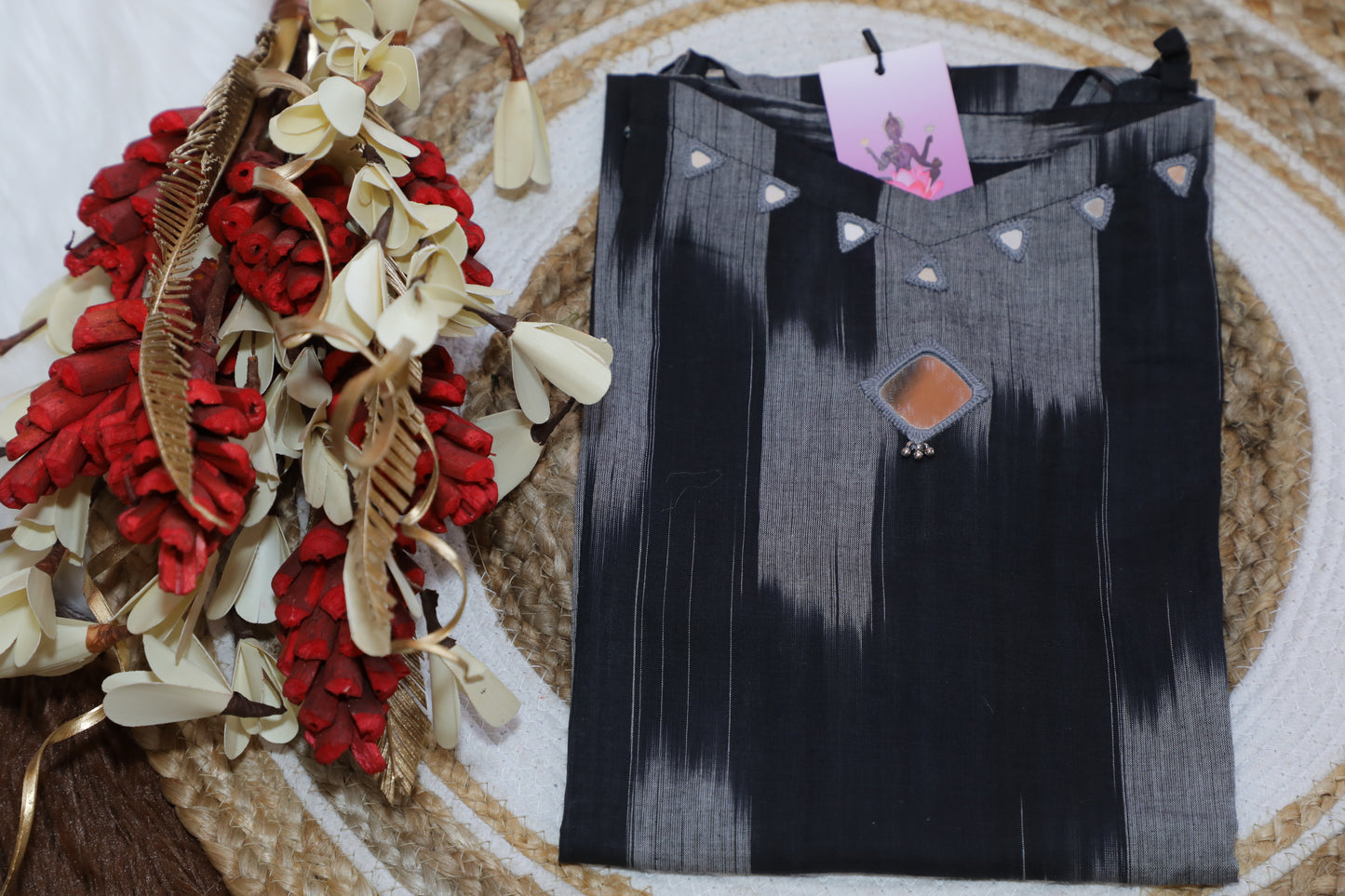 S1131 Spaghetti Top with Mirror Work and Pant