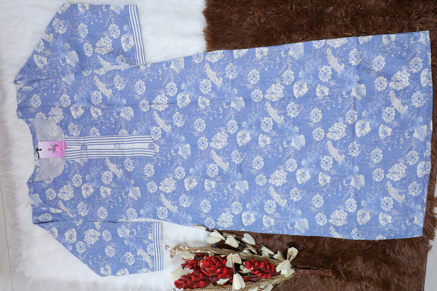 S1130 Printed Cotton kurthi with Pant and Dupatta