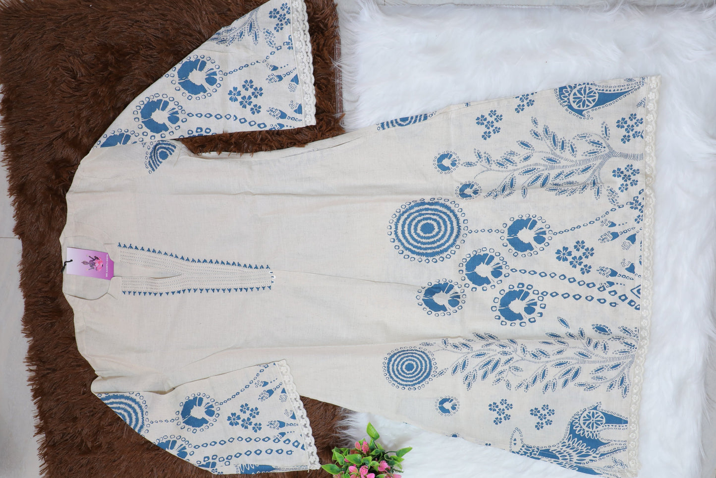 S1129 Embroidered Kurta with Printed Pant