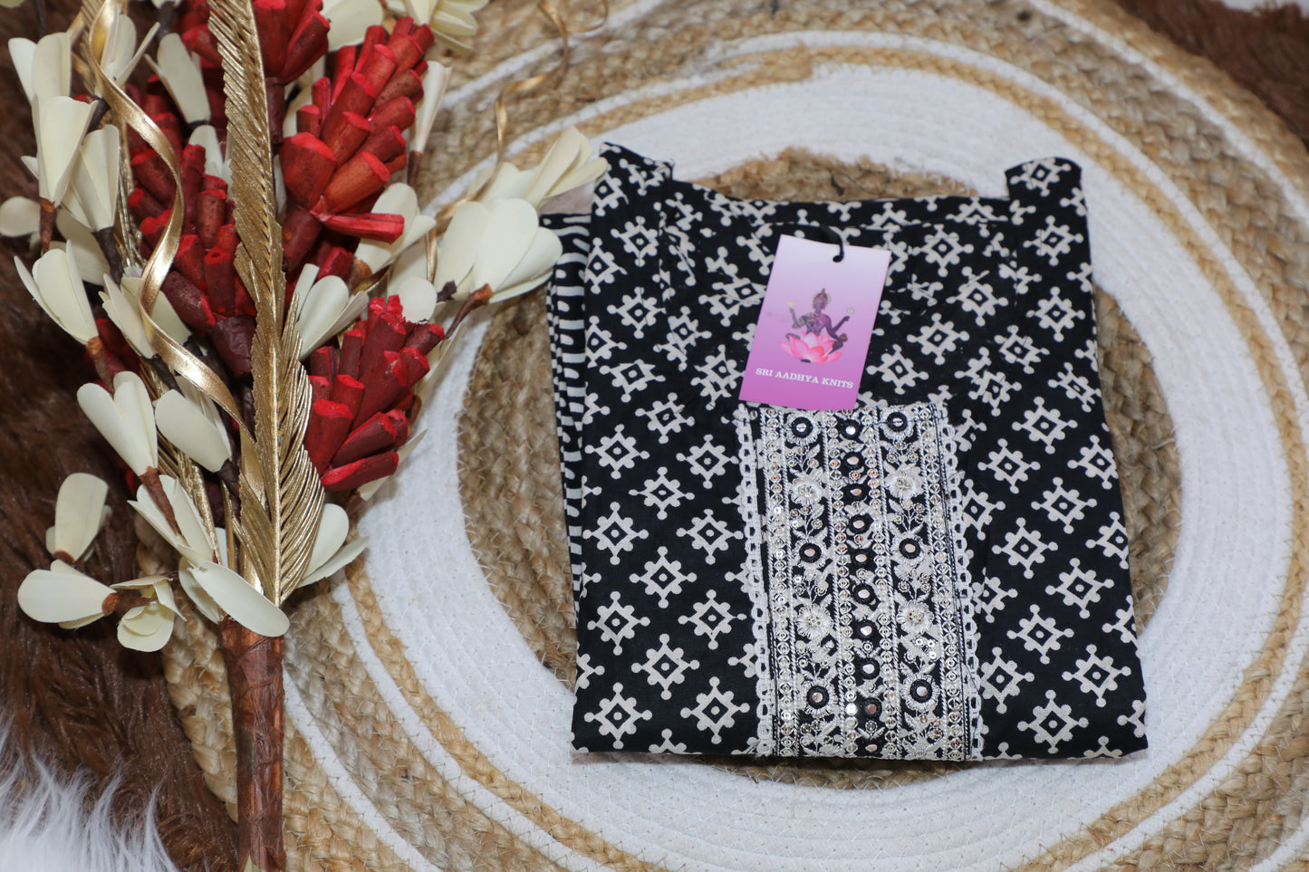 S1120 - Black Kalamkari Kurthi with Pant