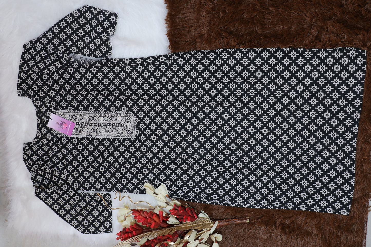 S1120 - Black Kalamkari Kurthi with Pant
