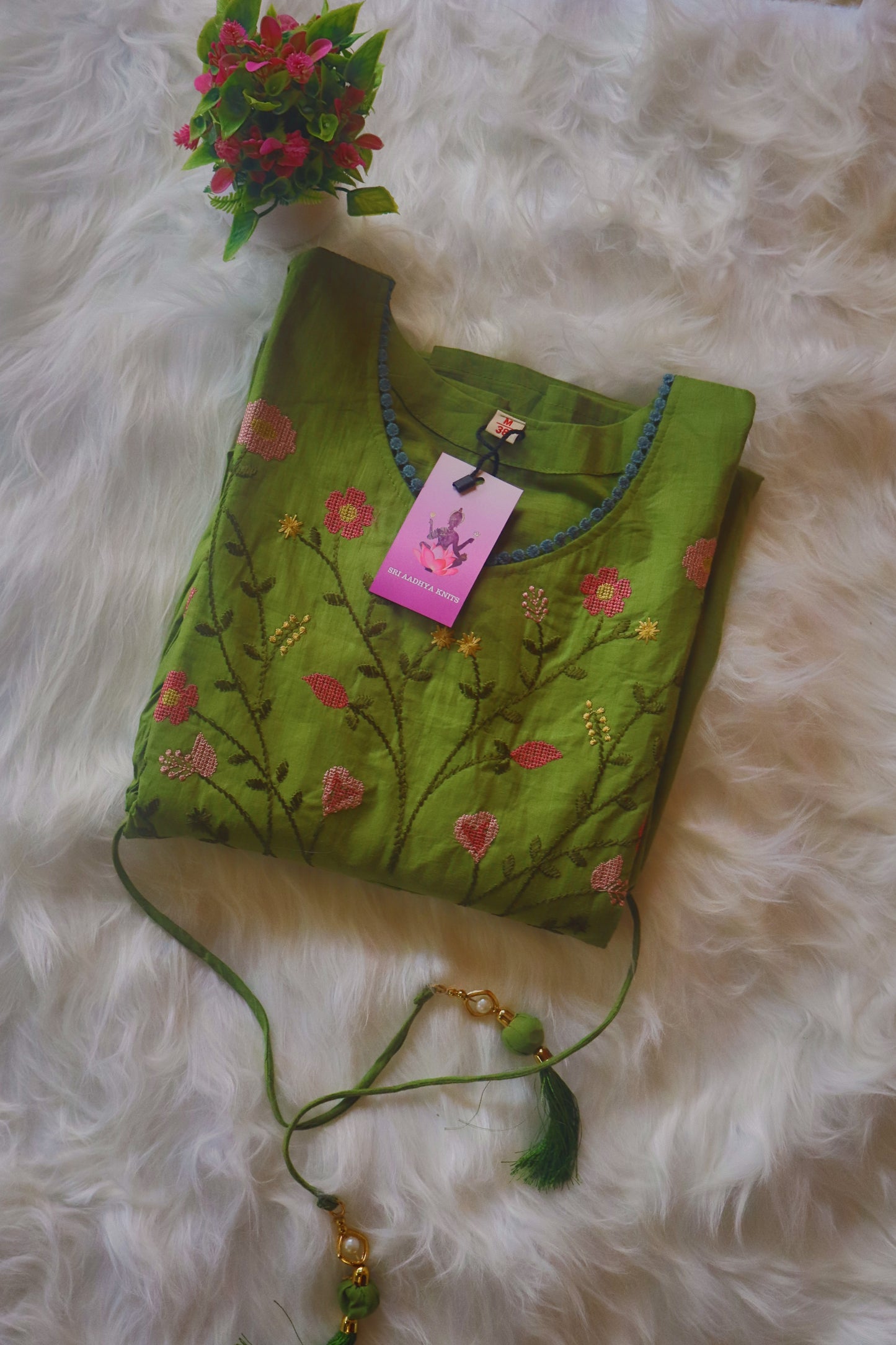 S-1111 Cotton Embroidery Kurthi Pant and Dupatta