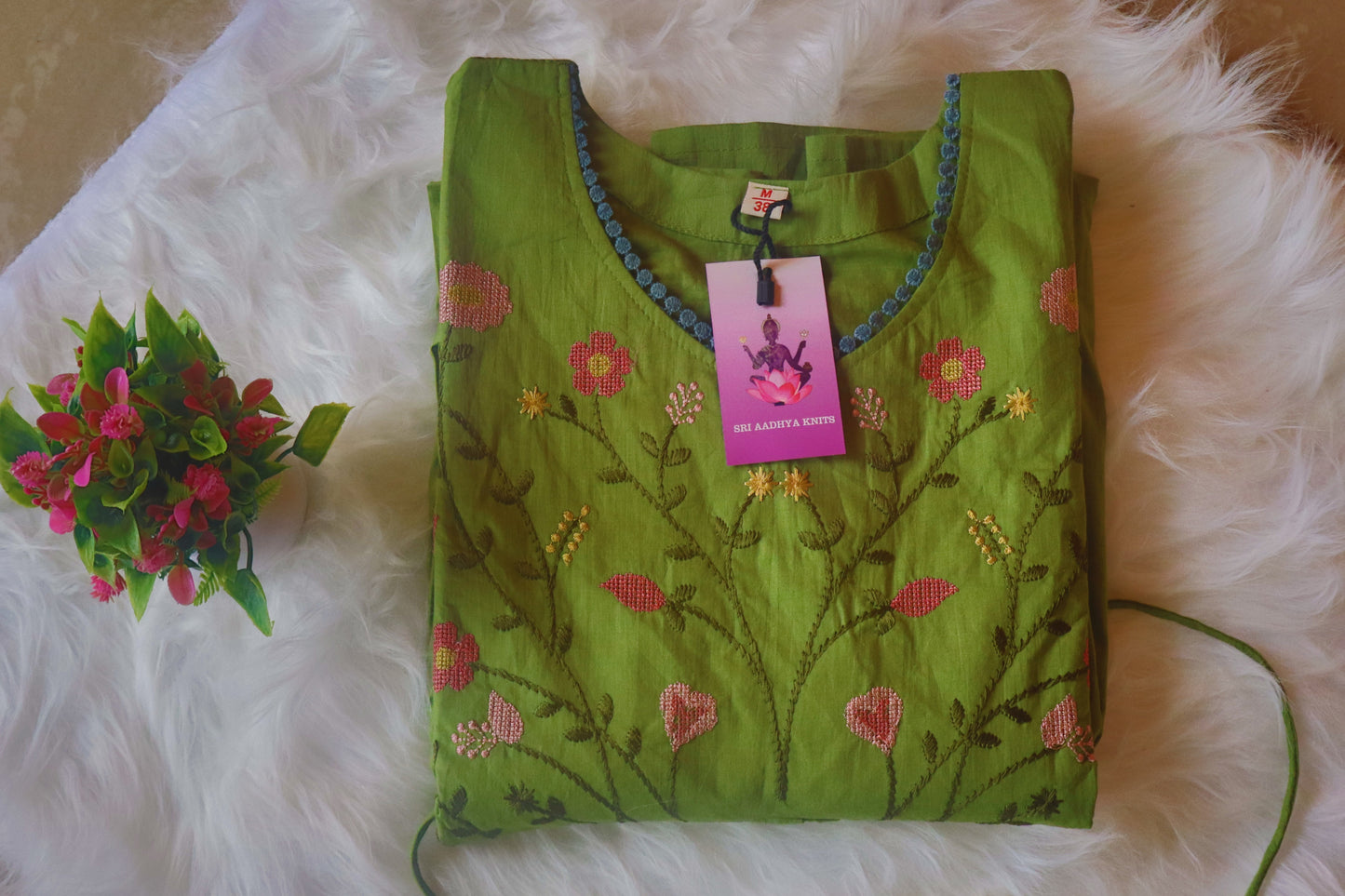 S-1111 Cotton Embroidery Kurthi Pant and Dupatta