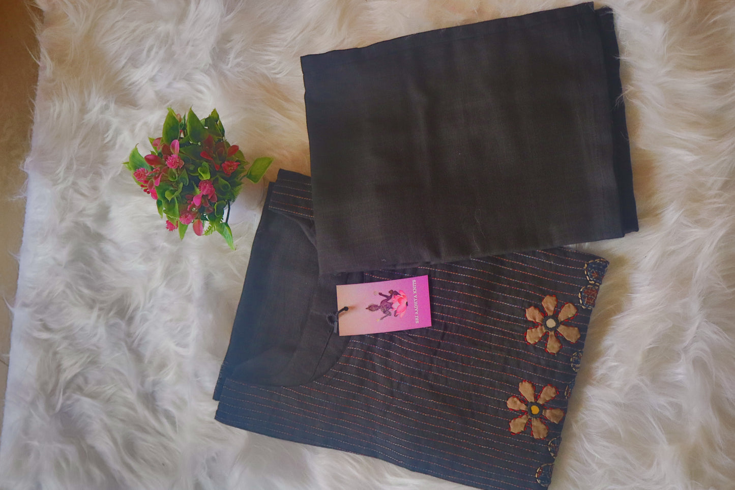 S1114- Cotton Embroidery Kurthi with Solid Palazzo Pant