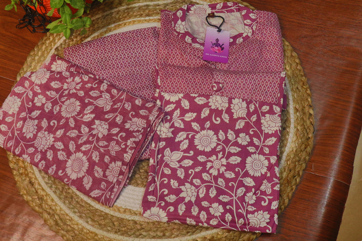 S1126 Chinese collared Kurthi with Pant and Dupatta