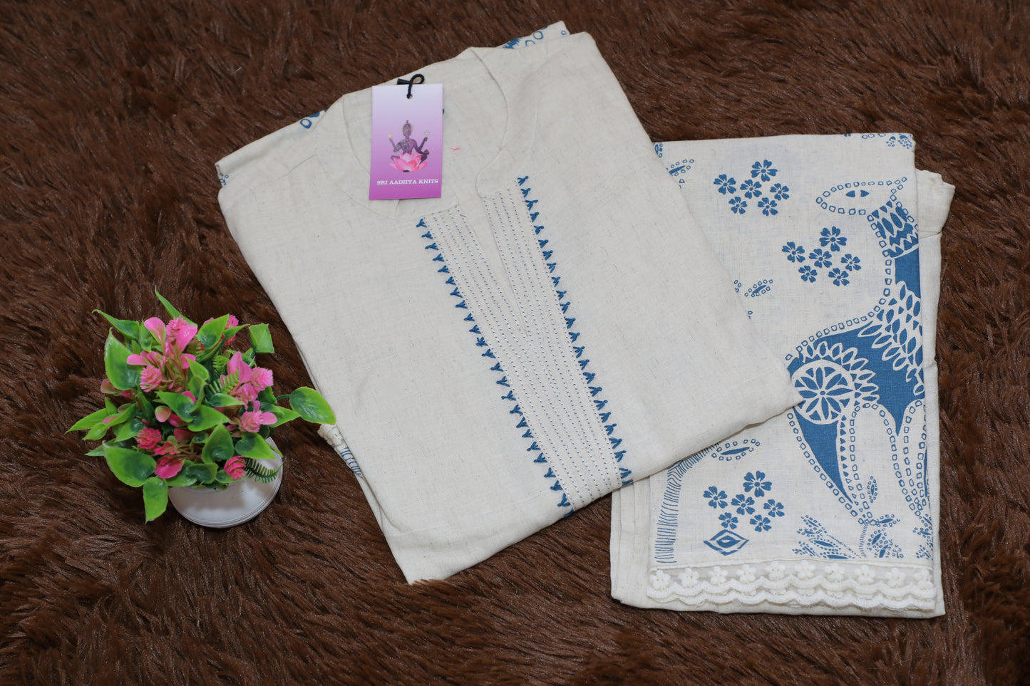 S1129 Embroidered Kurta with Printed Pant