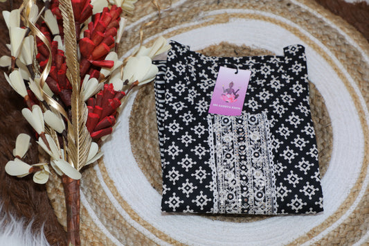 S1120 - Black Kalamkari Kurthi with Pant