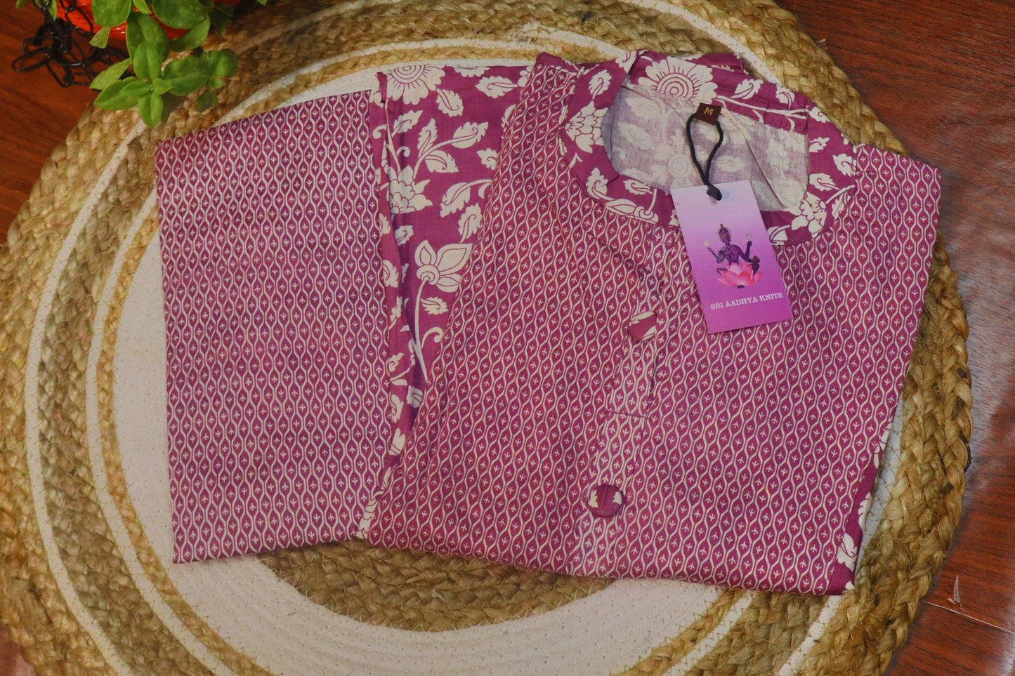 S1126 Chinese collared Kurthi with Pant and Dupatta