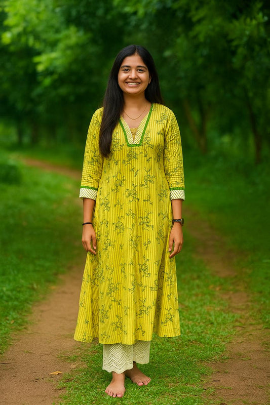 S1118 - V Neck Kurthi with Pant